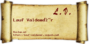 Lauf Valdemár névjegykártya